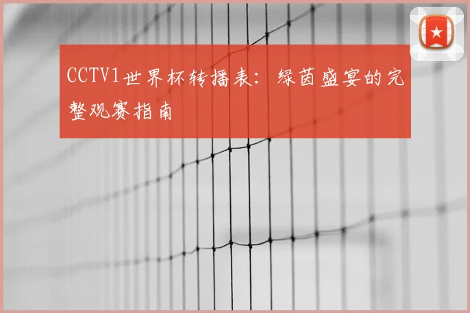 CCTV1世界杯转播表:绿茵盛宴的完整观赛指南